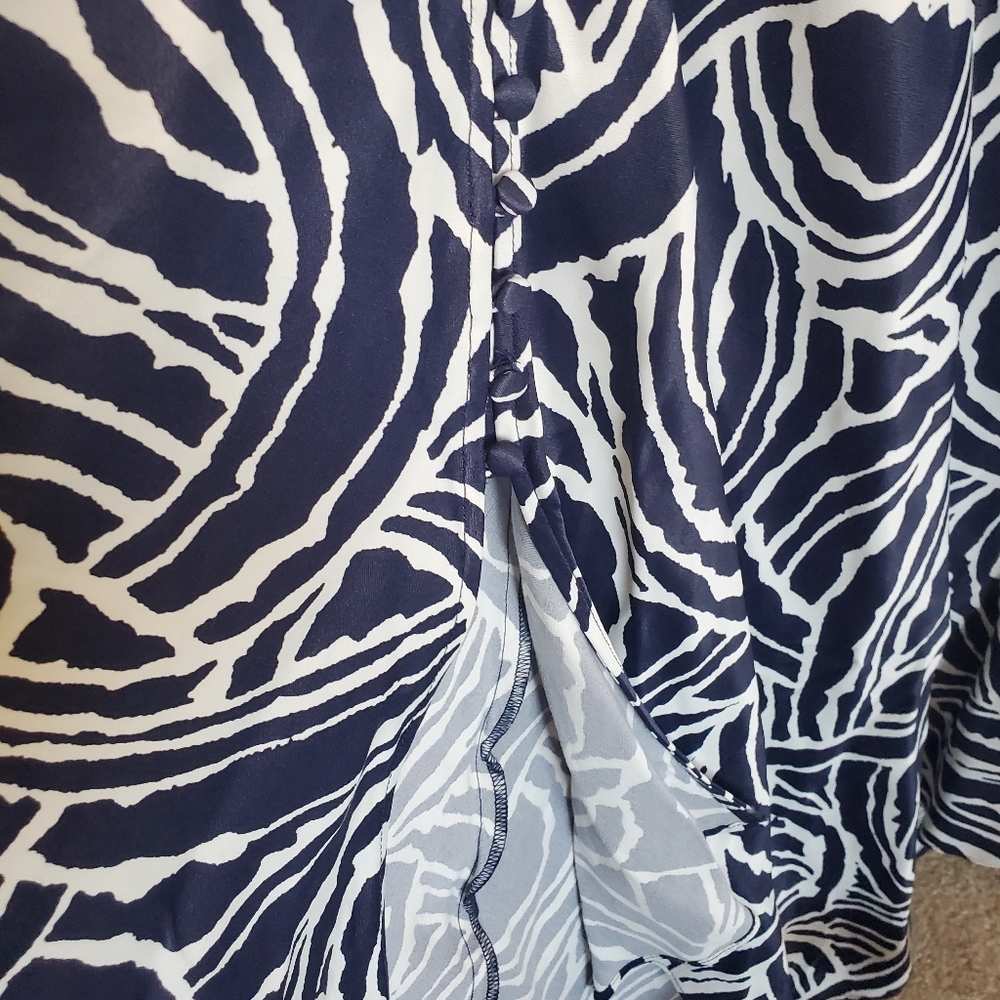 Anthropolgie Navy Blue White Zebra Pattern Plus Size Womens Dress - Picture 8 of 16